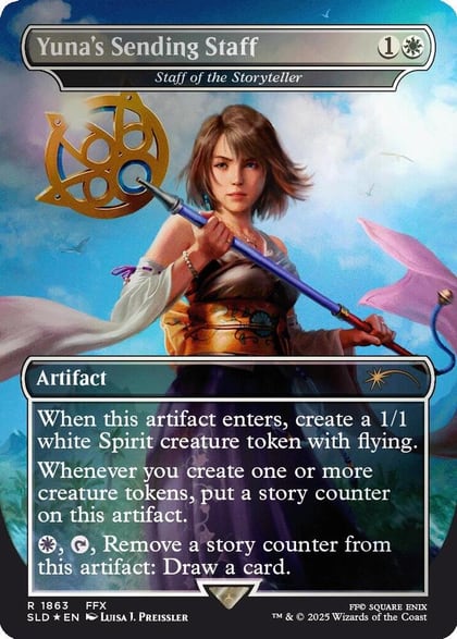 Yuna's Sending Staff - Staff of the Storyteller (Rainbow Foil), Secret Lair Drop Series 1863