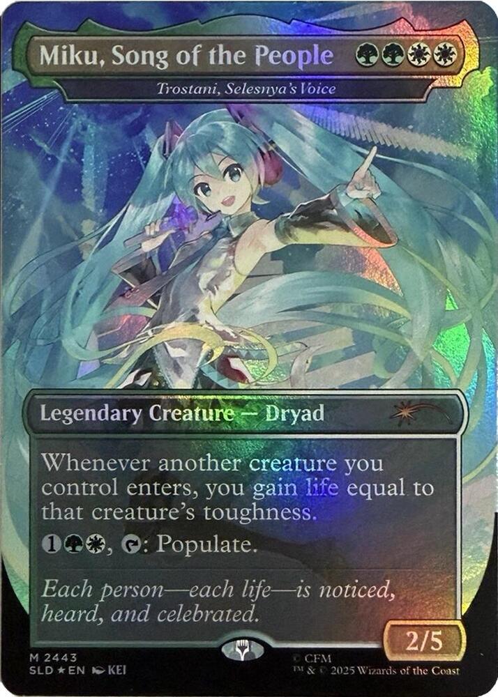 Miku, Song of the People - Trostani, Selesnya's Voice (Display Commander) - Thick Stock, Secret Lair Drop Series 2443