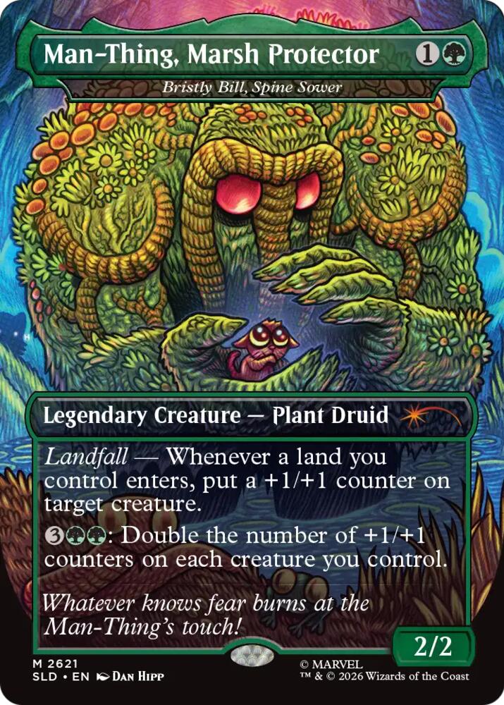 Man-Thing, Marsh Protector - Bristly Bill, Spine Sower, Secret Lair Drop Series 2621