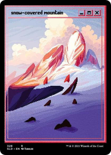 Snow-Covered Mountain (PixelSnowLands.jpg) (Foil Etched), Secret Lair Drop Series 328