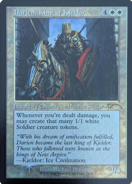 Darien, King of Kjeldor (Retro Frame), Secret Lair Drop Series 7135