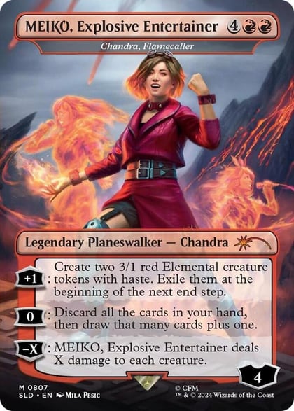 MEIKO, Explosive Entertainer - Chandra, Flamecaller (Rainbow Foil), Secret Lair Drop Series 807