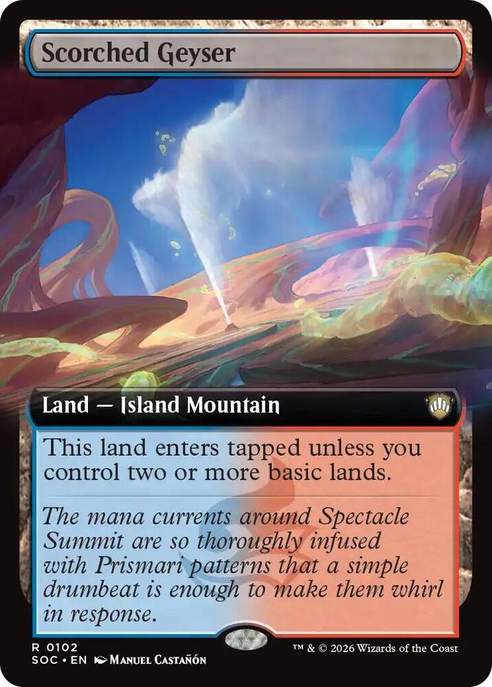 Scorched Geyser (Extended Art), Commander: Secrets of Strixhaven 102