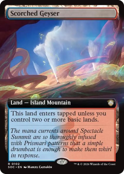 Scorched Geyser (Extended Art), Commander: Secrets of Strixhaven 102