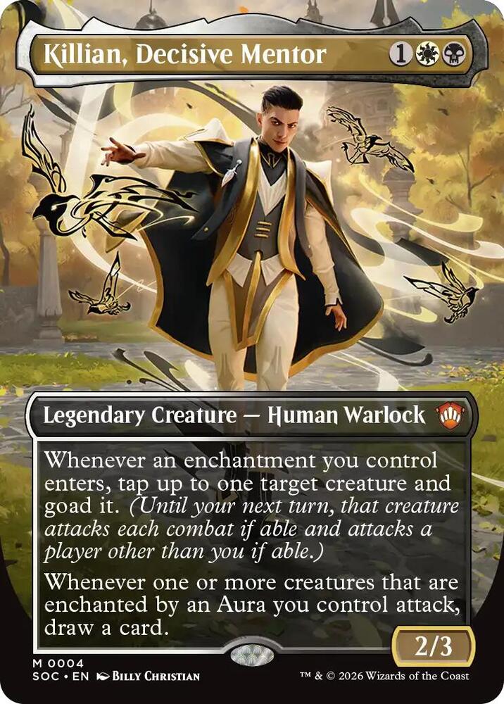 Killian, Decisive Mentor (Borderless), Commander: Secrets of Strixhaven 4