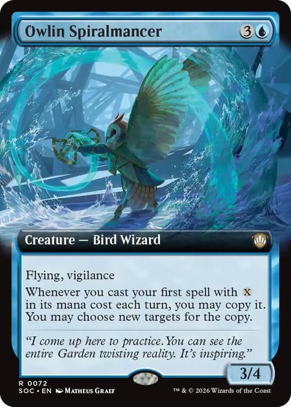 Owlin Spiralmancer (Extended Art), Commander: Secrets of Strixhaven 72
