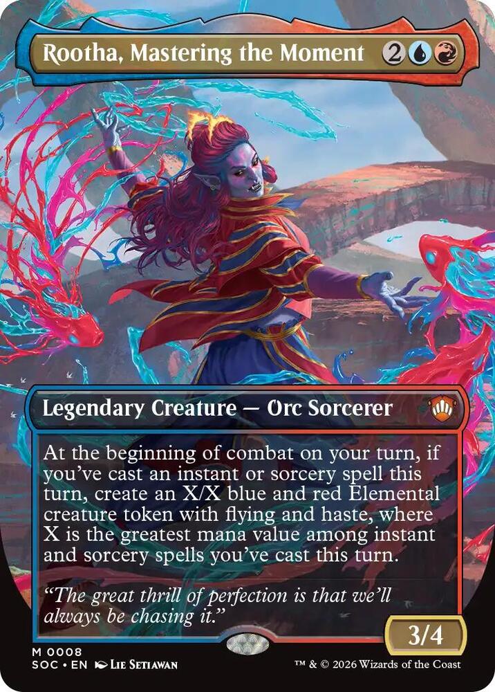Rootha, Mastering the Moment (Borderless), Commander: Secrets of Strixhaven 8