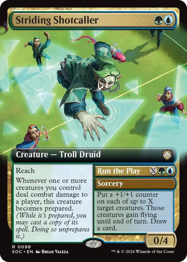 Striding Shotcaller (Extended Art), Commander: Secrets of Strixhaven 98