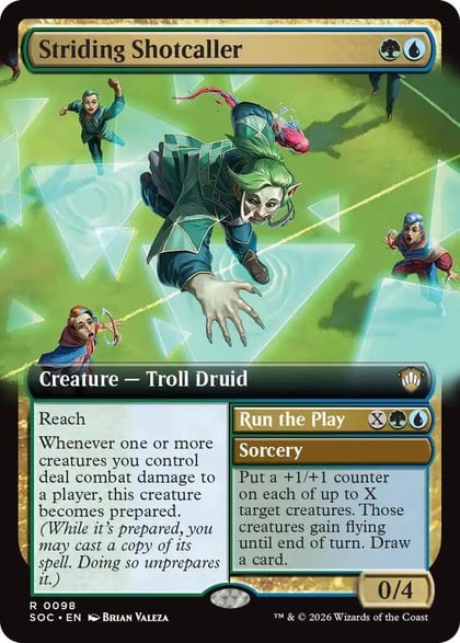 Striding Shotcaller (Extended Art), Commander: Secrets of Strixhaven 98