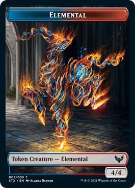Elemental (2) // Fractal (3) Double-Sided Token, Strixhaven: School of Mages 2 // 3