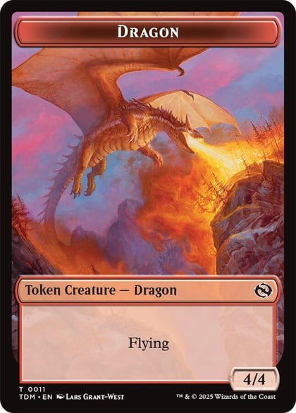 Dragon (0011) // Warrior Double-Sided Token, Tarkir: Dragonstorm 11 // 13