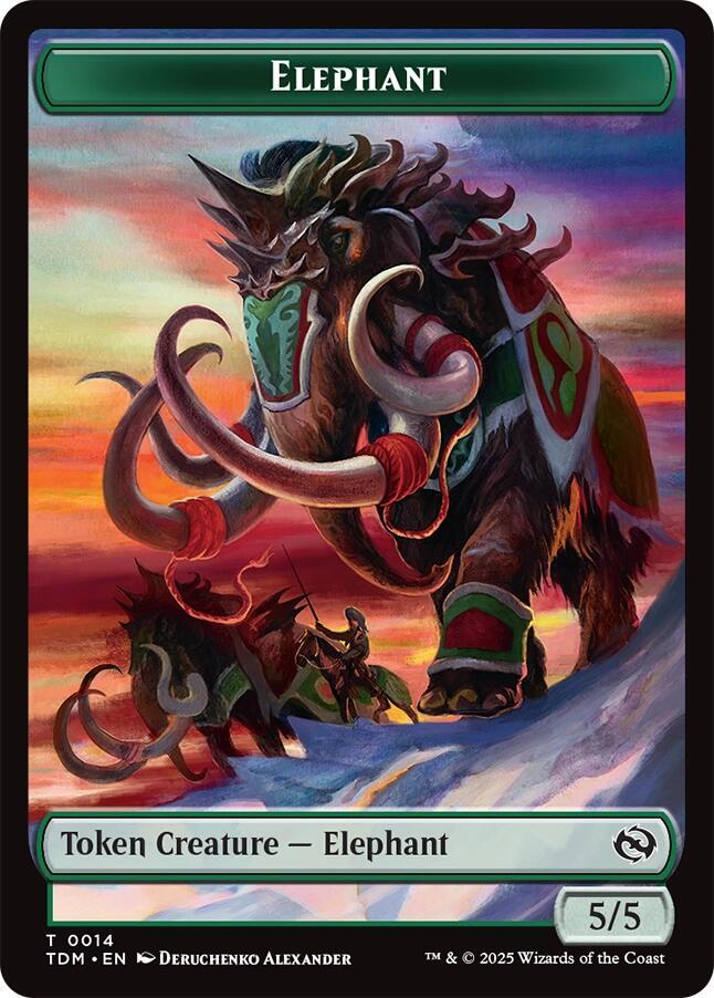 Elephant // Treasure  Double-Sided Token, Tarkir: Dragonstorm 14 // 16