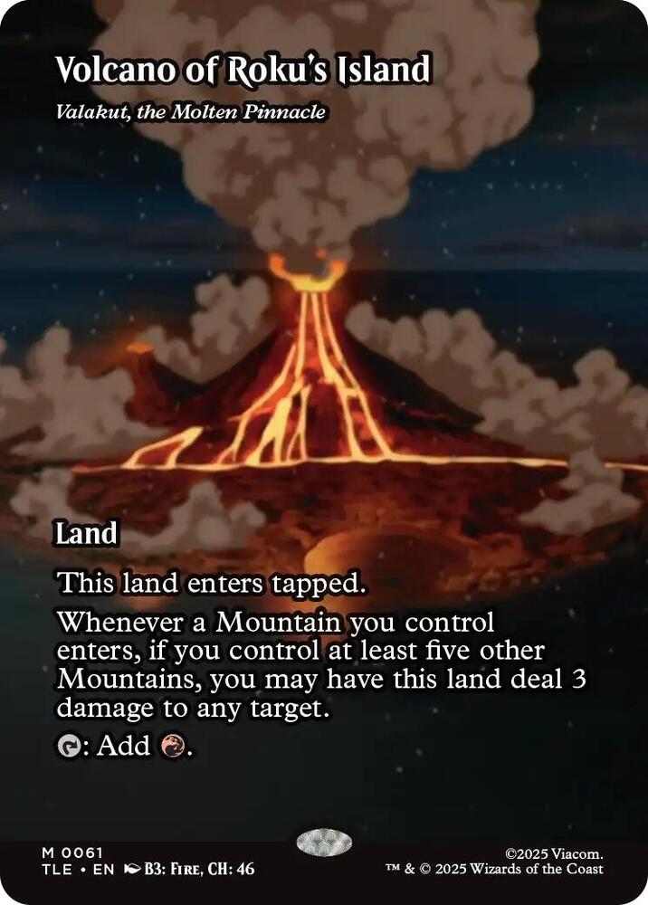 Volcano of Roku's Island - Valakut, the Molten Pinnacle (Borderless), Avatar: The Last Airbender: Eternal-Legal 61