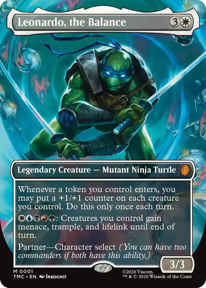 Leonardo, the Balance (0001) (Borderless), Commander: Teenage Mutant Ninja Turtles 1