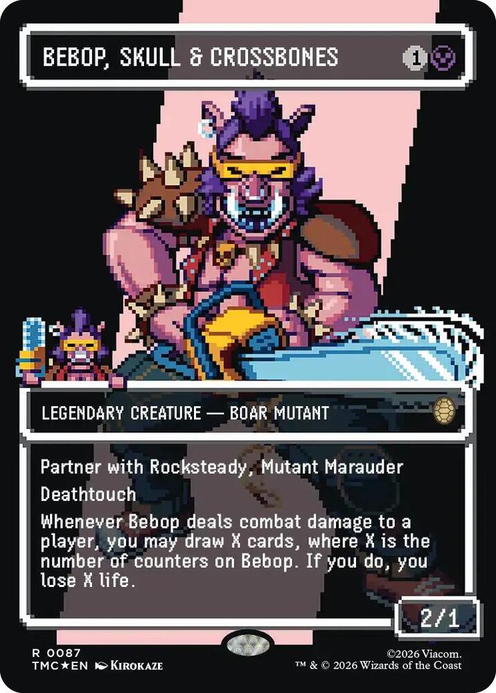 Bebop, Skull & Crossbones (Borderless) (Surge Foil), Commander: Teenage Mutant Ninja Turtles 87