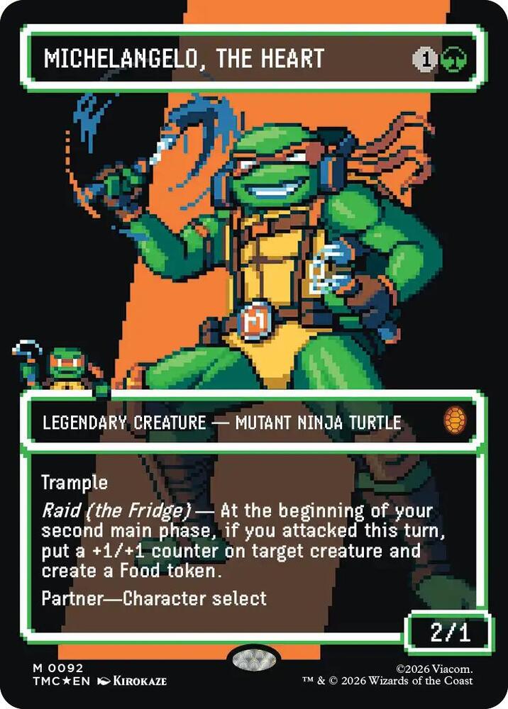 Michelangelo, the Heart (0092) (Borderless) (Surge Foil), Commander: Teenage Mutant Ninja Turtles 92