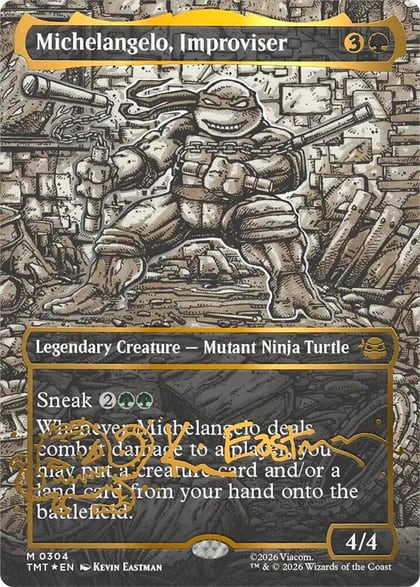 Michelangelo, Improviser (Borderless) (Gold-Stamped Signature), Teenage Mutant Ninja Turtles 304