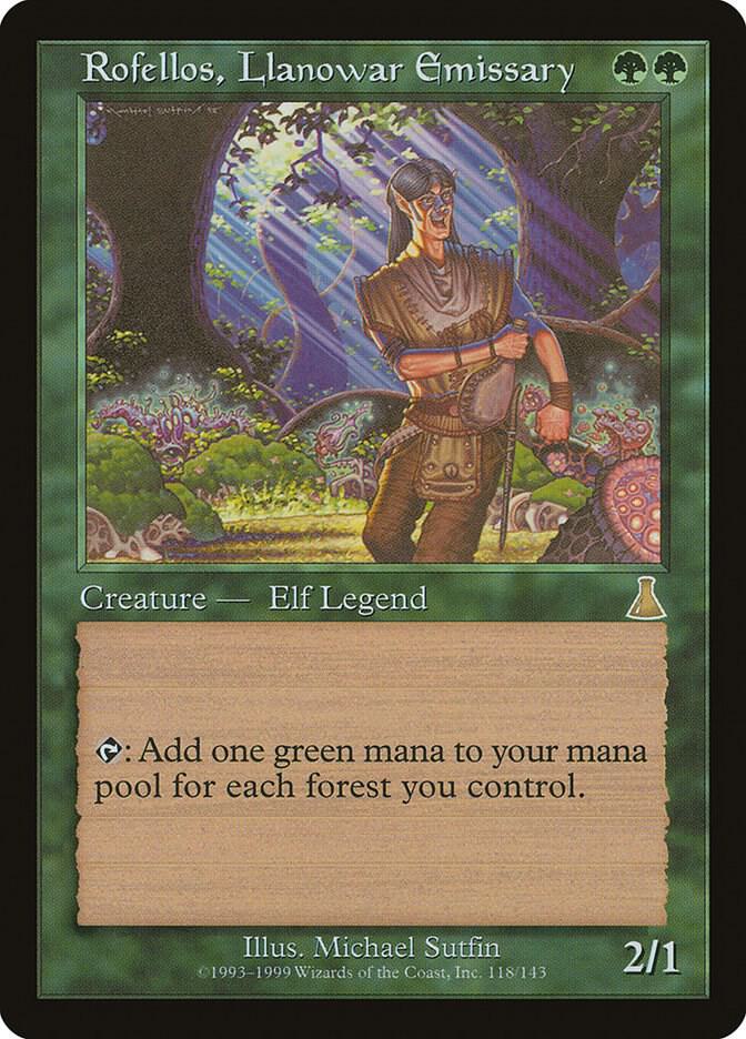Rofellos, Llanowar Emissary, Urza's Destiny 118