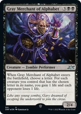 Gray Merchant of Alphabet (Galaxy Foil), Unfinity 361