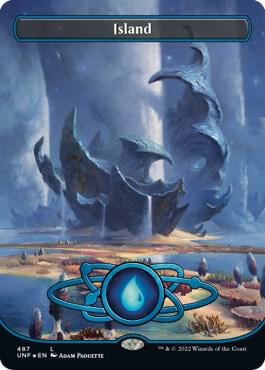 Island (487) (Borderless) (Galaxy Foil), Unfinity 487