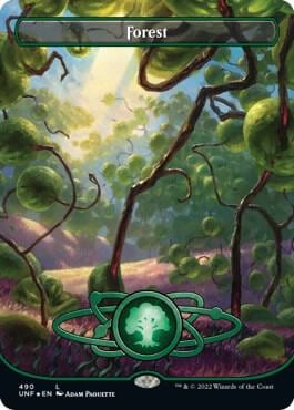 Forest (490) (Borderless) (Galaxy Foil), Unfinity 490