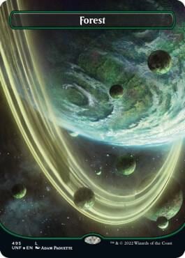 Forest (495) (Borderless) (Galaxy Foil), Unfinity 495