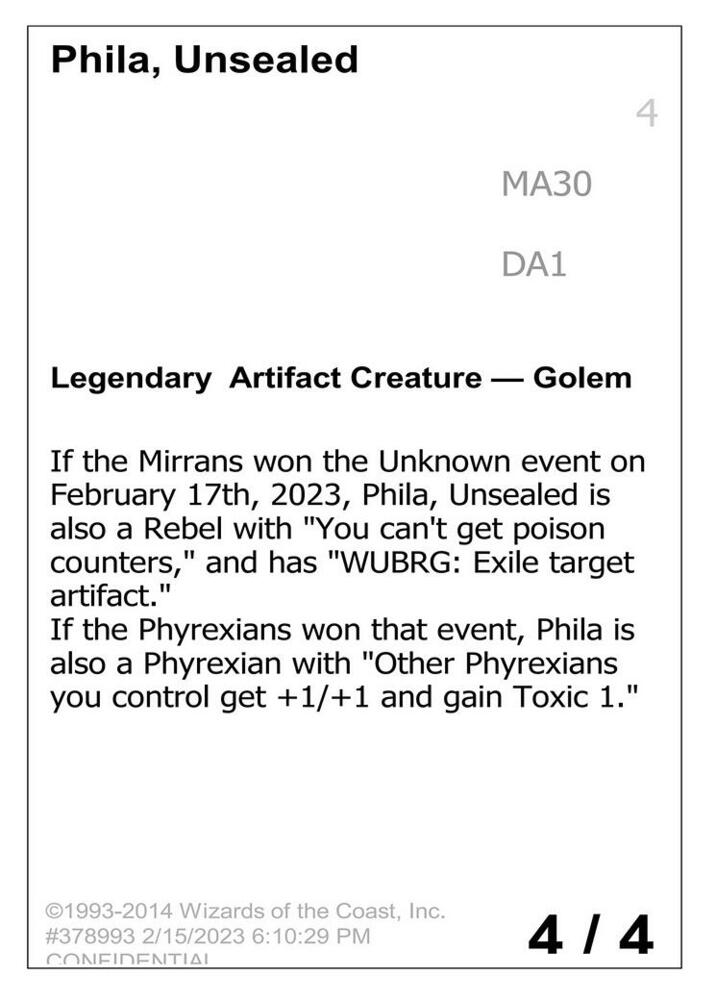 Phila, Unsealed, Un-Known Event Playtest Cards #485208