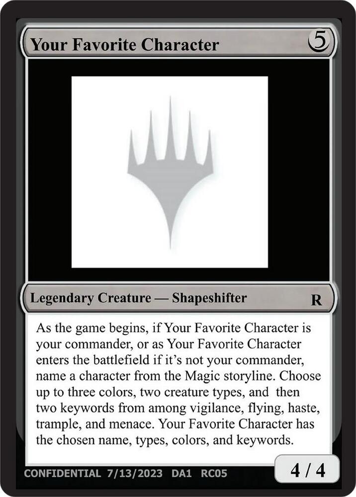Your Favorite Character, Un-Known Event Playtest Cards #532611