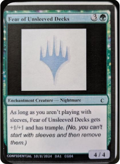 Fear of Unsleeved Decks, Un-Known Event Playtest Cards #593505