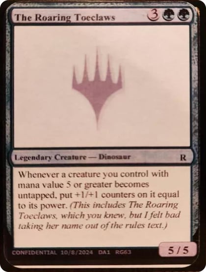 The Roaring Toeclaws, Un-Known Event Playtest Cards #593788
