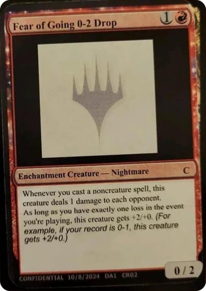 Fear of Going 0-2 Drop, Un-Known Event Playtest Cards #593798