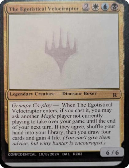 The Egotistical Velociraptor, Un-Known Event Playtest Cards #596127