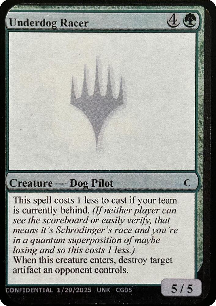 Underdog Racer, Un-Known Event Playtest Cards #631727