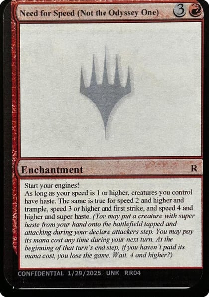Need for Speed (Not the Odyssey One), Un-Known Event Playtest Cards #631742