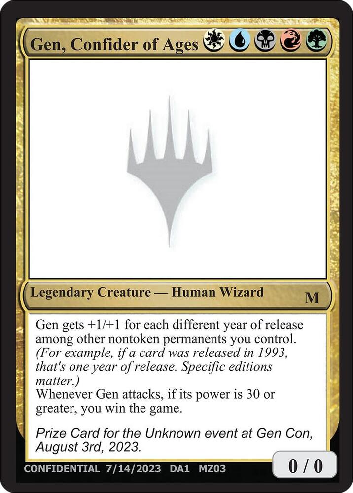 Gen, Confider of Ages, Un-Known Event Playtest Cards #632801