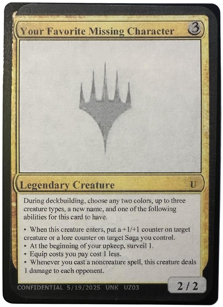 Your Favorite Missing Character, Un-Known Event Playtest Cards #640743
