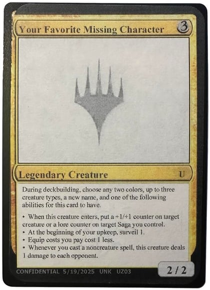 Your Favorite Missing Character, Un-Known Event Playtest Cards #640743