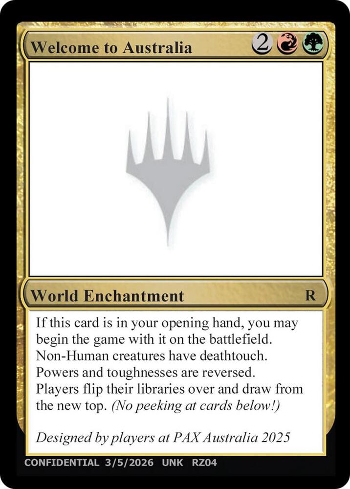 Welcome to Australia, Un-Known Event Playtest Cards #712900