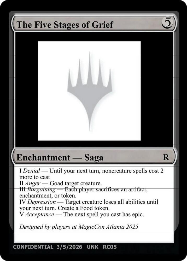 The Five Stages of Grief, Un-Known Event Playtest Cards #712912