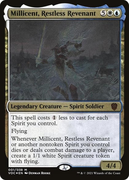 Millicent, Restless Revenant (Display Commander) - Thick Stock, Commander: Innistrad: Crimson Vow 1