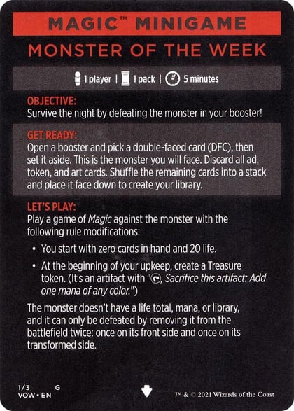 Magic Minigame: Monster of The Week, Innistrad: Crimson Vow 1