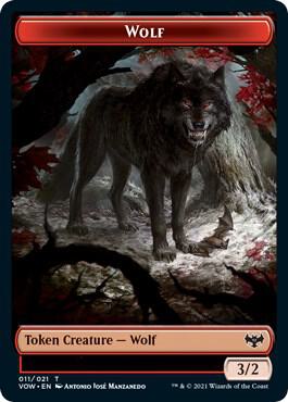 Wolf (011) // Human (010) Double-Sided Token, Innistrad: Crimson Vow 11 // 10