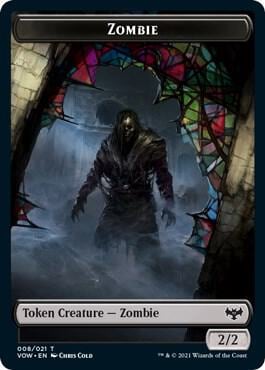 Zombie (008) // Dragon Illusion Double-Sided Token, Innistrad: Crimson Vow 8 // 9