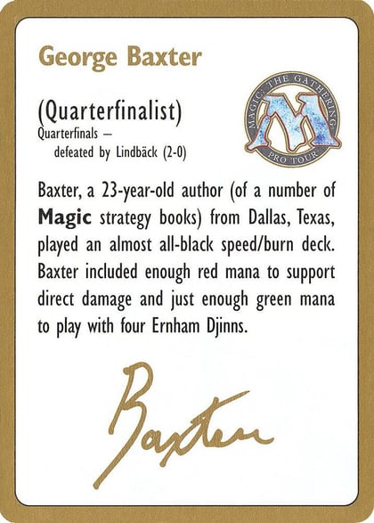 1996 George Baxter Biography Card, World Championship Decks #158597