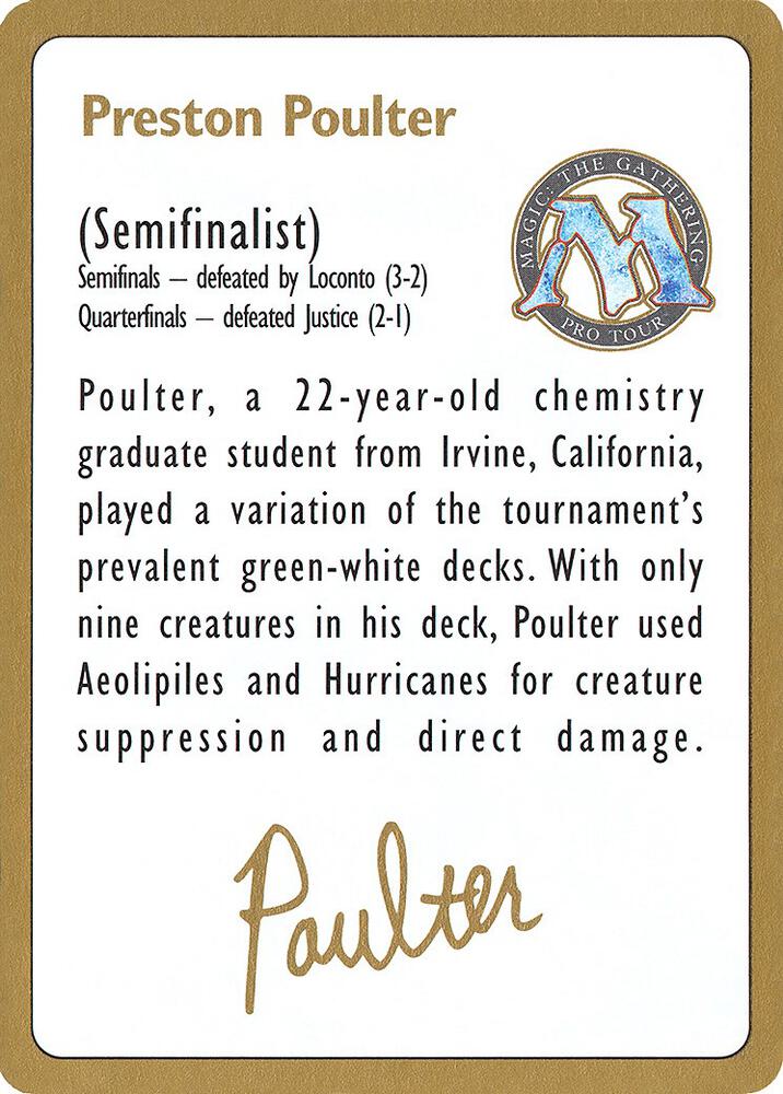 1996 Preston Poulter Biography Card, World Championship Decks #159276