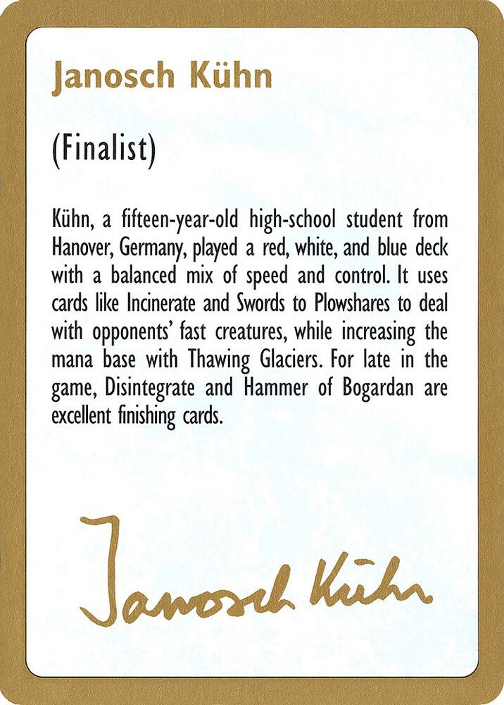 1997 Janosch Kuhn Biography Card, World Championship Decks #162436