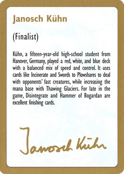 1997 Janosch Kuhn Biography Card, World Championship Decks #162436