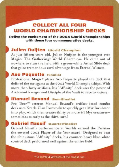 2004 World Championship Advertisement Card, World Championship Decks #162777
