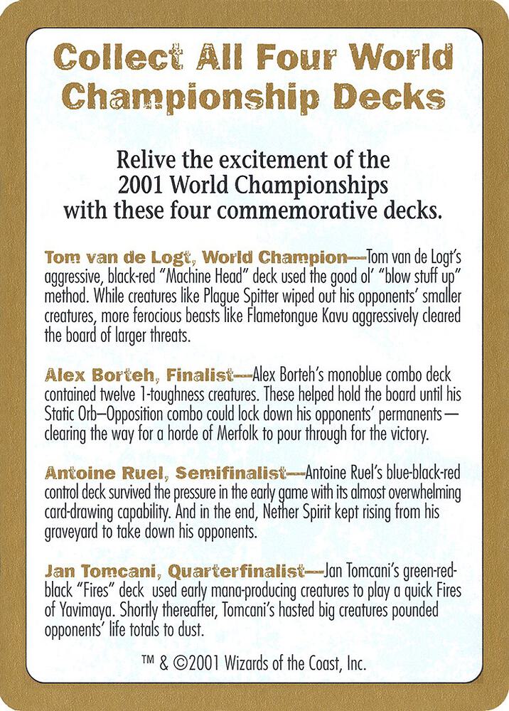 2001 World Championship Advertisement Card, World Championship Decks #164310