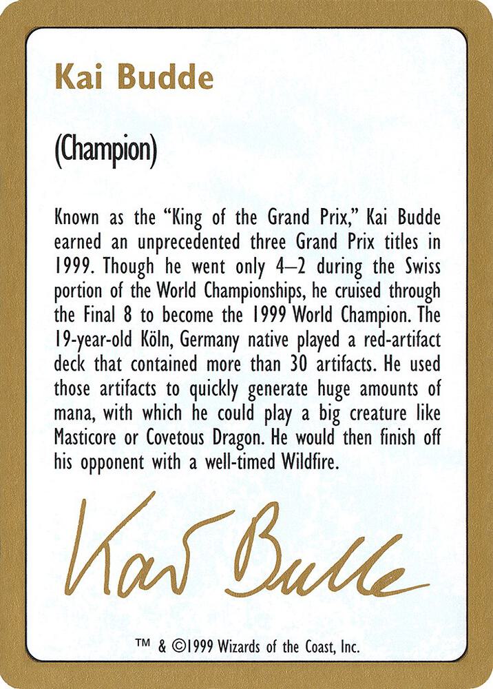 1999 Kai Budde Biography Card, World Championship Decks #164407